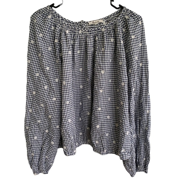 🆕 Madewell Embroidered Button Back Shirt Gingham Check Women’s Size 2X - Picture 6 of 10